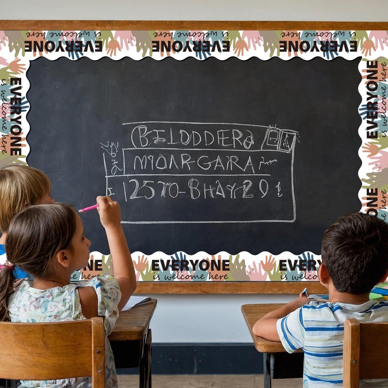 BeYumi Boho Diversity Border Trim - 65ft Back to School Everyone is Welcome Here Rolled Border Trim Multicultural Equality Inclusive Bulletin Board Classroom Chalkboard Kindergarten Elementary Decor - Image 3